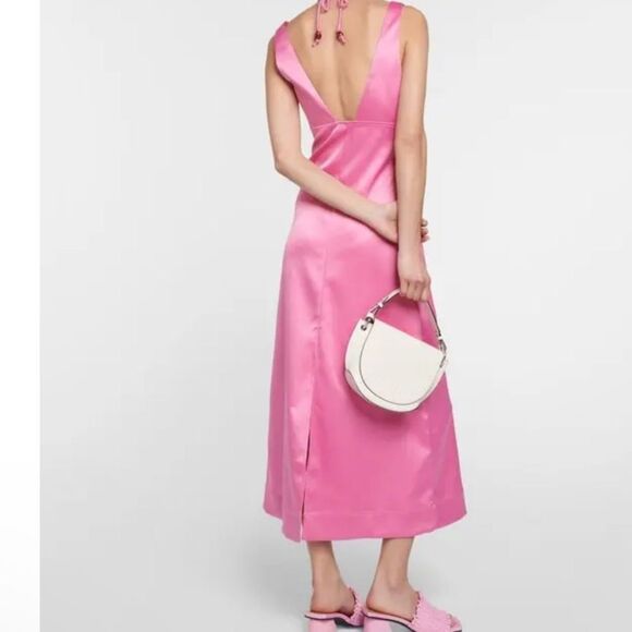 GANNI Pink Halter Midi Dress size 10 NWT $575 - Picture 5 of 9